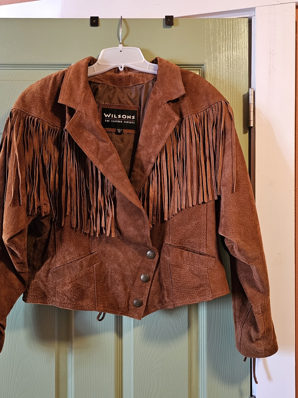 Wilsons Leather Brown Suede Fringe Jacket - Women XL